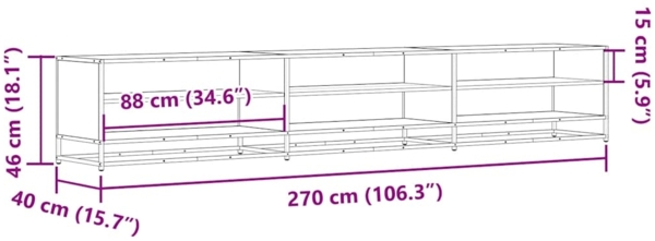 vidaXL TV-Schrank Räuchereiche 270x40x46 cm Holzwerkstoff 3300812 Bild 8