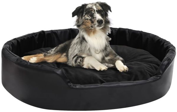 vidaXL Hundebett Schwarz-Grau 90x79x20 cm Plüsch und Kunstleder , Schwarz