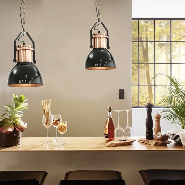 vidaXL Deckenlampe 2 Stk. Schwarz Rund E27 50868