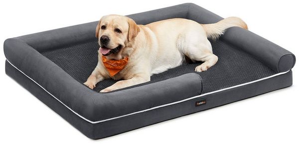 FEANDREA Hundebett Orthopädisches, Bezug abnehmbar und waschbar, rutschfeste, Hundekissen, Hundekorb, Hundesofa, erhöhte Ränder, 135 x 107 x 23 cm