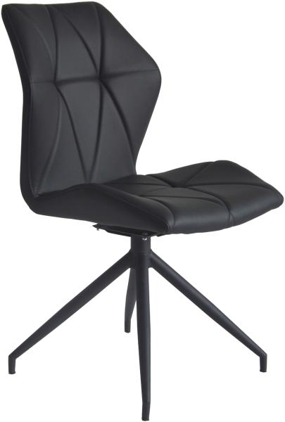 byLIVING Esszimmerstuhl 2er Set IMKE / Kunstleder schwarz / Gestell Metall schwarz / Sitzschale 360° drehbar / Esszimmerstuhl / Diamanten-Steppung / B 52, H 90,5, T 62 cm