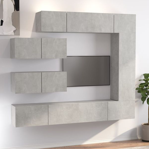 vidaXL 7-tlg. TV-Schrank-Set Betongrau Holzwerkstoff 3114561