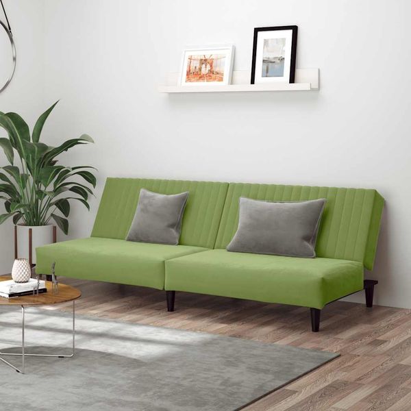 Schlafsofa 2-Sitzer, Moderne Sofa Hellgrün Samt