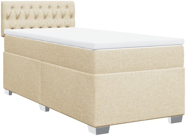 vidaXL Boxspringbett mit Matratze Creme 100x200 cm Stoff 3288111 Bild 3