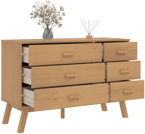vidaXL Schubladenschrank OLDEN Braun Massivholz Kiefer 358591 Bild 5