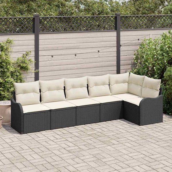 vidaXL Gartensofa-set Schwarz Poly-Rattan 3345717