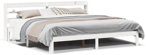 Doppelbett, Bettgestell Modernen mit Kopfteil ohne Matratze Weiß 200x200 cm d1049e