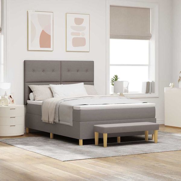 vidaXL Boxspringbett mit Kopfteil Taupe 190 x 140 cm Stoff 3344300