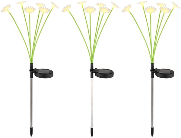 3er Set LED Solar Steckleuchte, Blumen, H 70 cm
