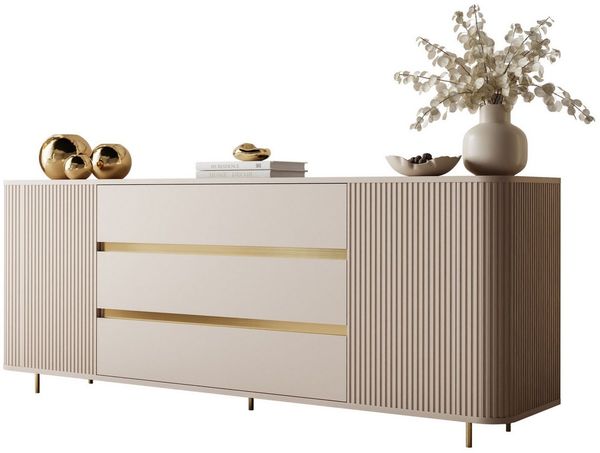 Lookway Kommode MIRAGE GOLD 2D3S mit gerillten Seiten und goldenen Details