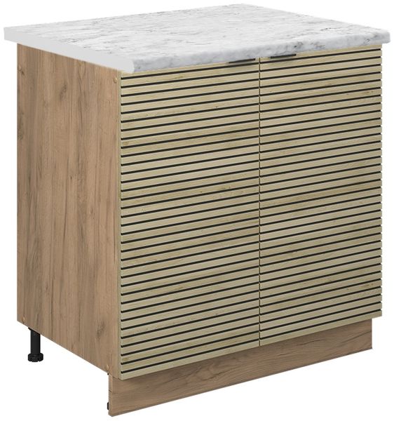 Spülenunterschrank Fame-Line Eiche Paneel 80 cm , AP Marmor Vicco