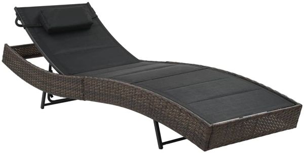 vidaXL Sonnenliege Poly Rattan und Textilene Braun 44895