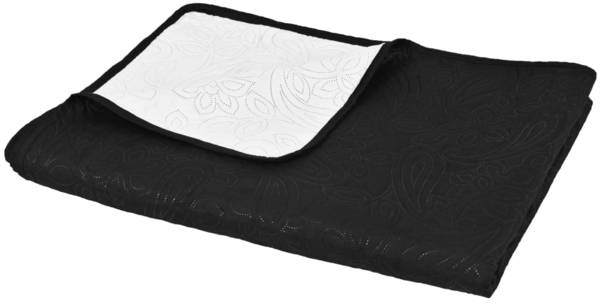 vidaXL gesteppte Tagesdecke, floral, zweiseitig, Mikrofaser /  PP-Baumwoll-Füllung, Schwarz / Weiß, 170x210 cm