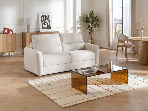 Vente-unique - DOVENA Sofa Stoff Beige - B 100 cm x H 91 cm x L 200 cm
