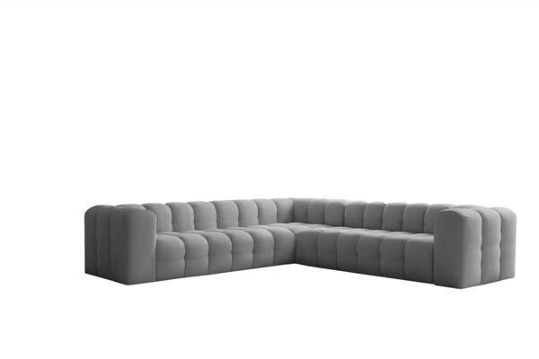 Ecksofa Designersofa SOLVIE in Stoff Tiffani Grau Seite Universal