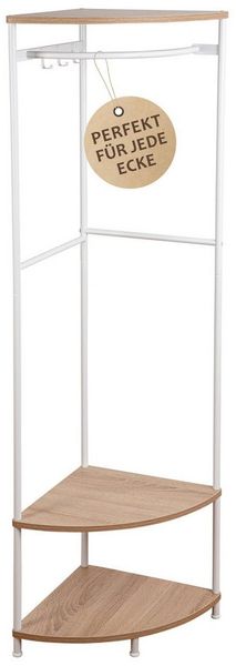 ONVAYA Eckregal mit Kleiderstange - Freistehende Garderobe -Flurgarderobe