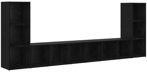 vidaXL TV-Schrankset 4 pcs Schwarz Eichen-Optik 37 x 35 x 107,5 cm 3393523