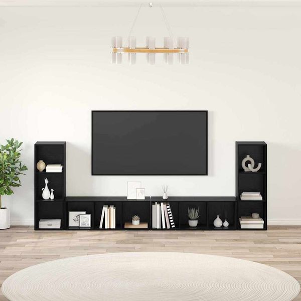 vidaXL TV-Schrankset 4 pcs Schwarz Eichen-Optik 37 x 35 x 107 cm 3393523