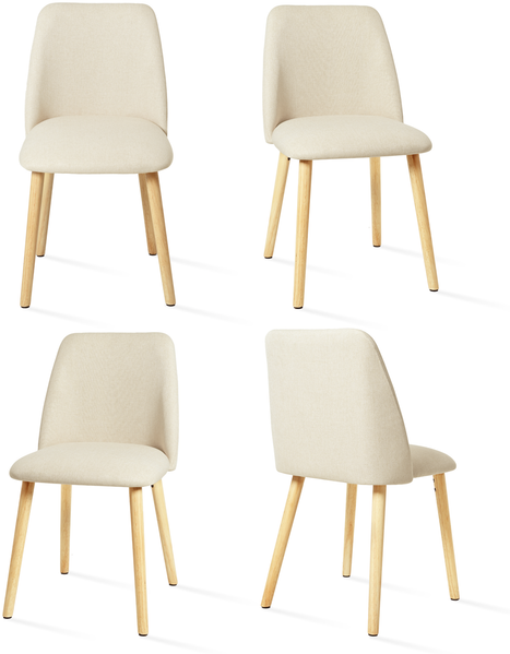 GOEURVANT 421 Esszimmerstühle 4er-Set, Webstoff - Beige