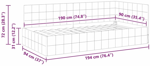 vidaXL Eckbettgestell mit Kopfteil Blau 90 x 190 cm Samt 42016377 Bild 10