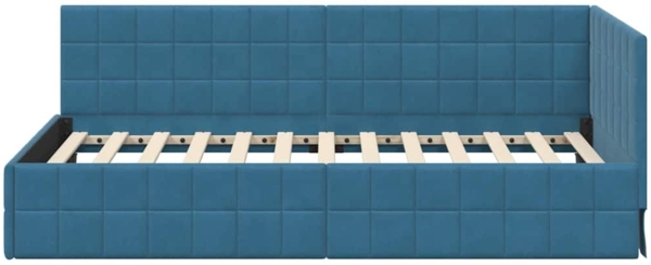 vidaXL Eckbettgestell mit Kopfteil Blau 90 x 190 cm Samt 42016377 Bild 4