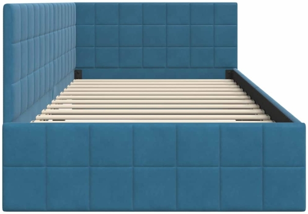 vidaXL Eckbettgestell mit Kopfteil Blau 90 x 190 cm Samt 42016377 Bild 5
