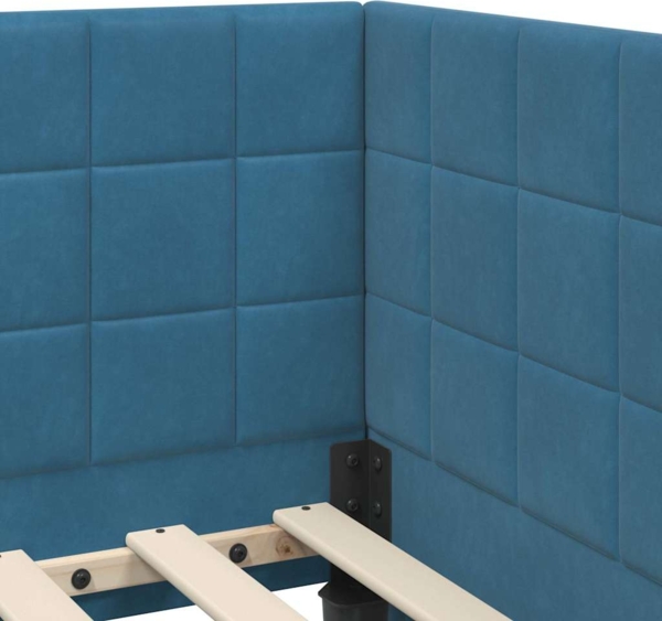 vidaXL Eckbettgestell mit Kopfteil Blau 90 x 190 cm Samt 42016377 Bild 7