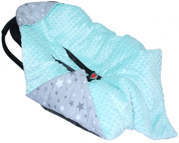 Babydecke Baby Wende Einschlagdecke MINKY mit Kapuze Babyschale Zweiseitig, Primawela Bild 2