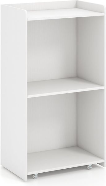 Rollender Stehpult Rednerpult mit 2 Ablagefächern Podiumständer mit 4 Universalrollen 57,5 x 37 x 105 cm Weiß