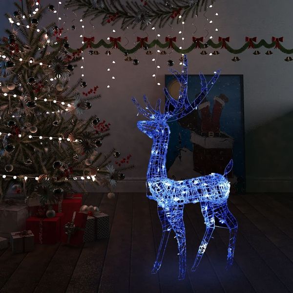 vidaXL LED-Rentier Acryl Weihnachtsdekoration 140 LEDs 120 cm Blau 329783
