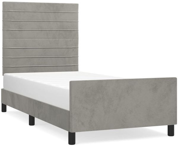 Einzelbettgestell Design für Erwachsene ohne Matratze Hellgrau 90x190 cm Samt d4998e