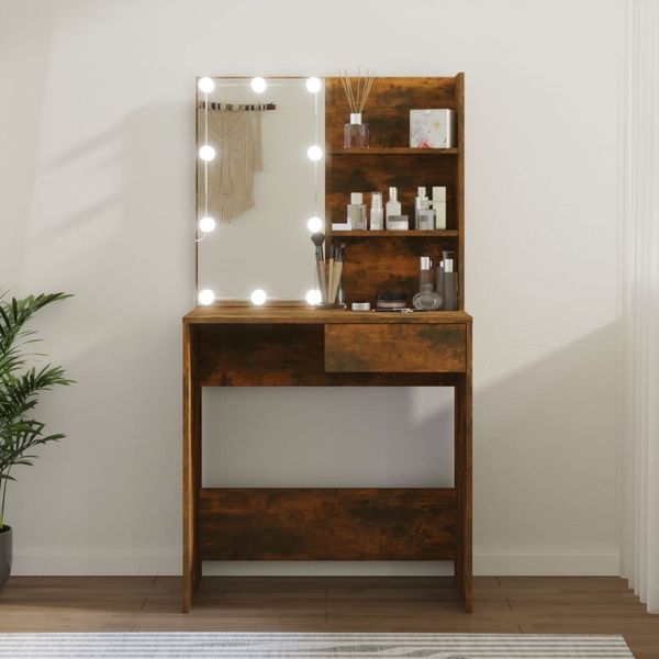 Schminktisch mit LED 74,5 x 40 x 141 cm Dunkelbraun