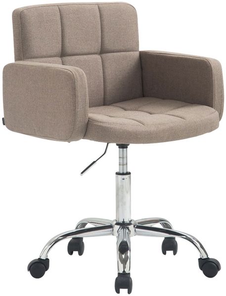 Arbeitshocker ZÜRICH - 60 x 52 x 75 cm, Stoff, Taupe | Arbeitsstuhl Drehhocker Rollhocker Bürohocker
