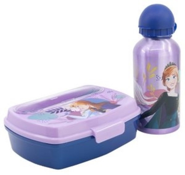 Pausen-Set 2tlg. Brotdose mit Besteckfach und Alu Trinkflasche verschiedene Motive die Eiskönigin Bild 4