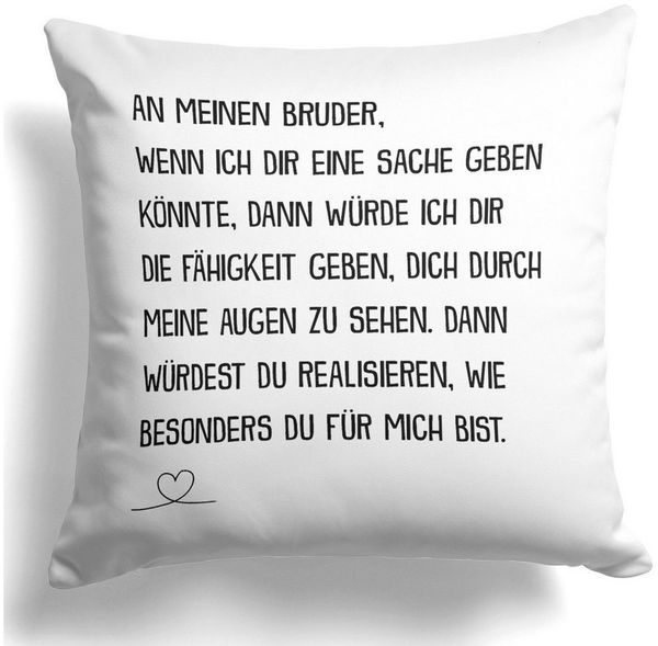 22Feels Dekokissen Bruder Geschenk Geburtstag Weihnachten Geschwister Deko Männer Jungs, Deko mit Persönlichkeit