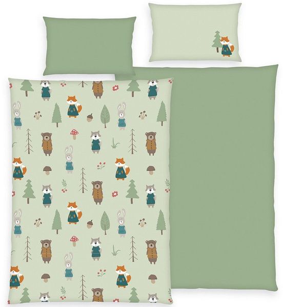 Herding Kinderbettwäsche Kinder-Wendebettwäsche "Waldtiere", Baumwolle, Flanell Motiv: Waldtiere