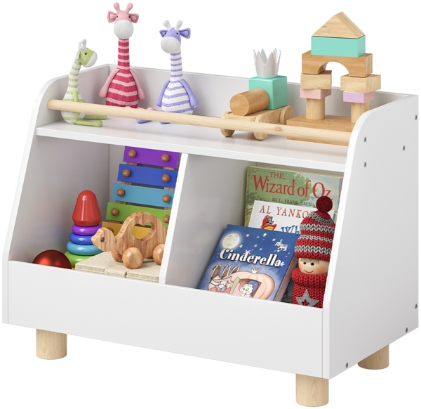 Bellabino 'Belly' Kinderregal, weiß, Spielzeugregal mit 2 Fächern, Holz, 72x52x38 cm (BxHxT)