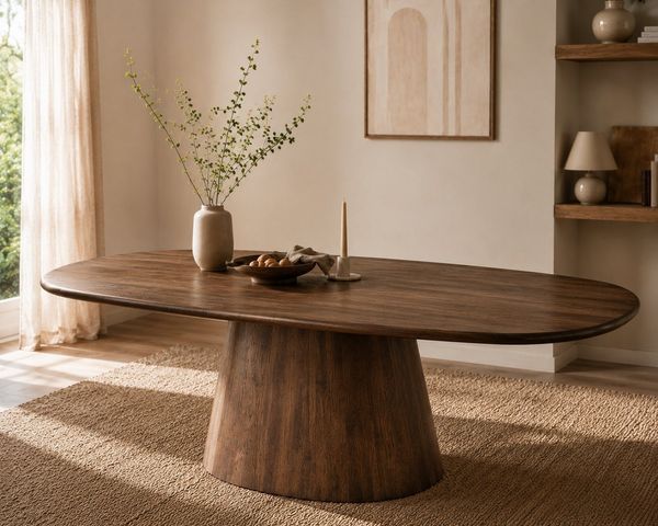 LEVEN Lifestyle Esstisch MILANO ovaler Esszimmertisch aus massivem Akazienholz Braun (1 Tisch), 2 Größen zur Auswahl: 180x90 cm oder 215x105 cm