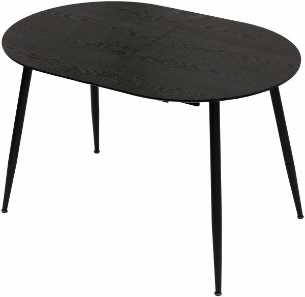 Esstisch Rodrigo ausziehbar 120-150-180 x 80 cm 4-10 Personen Ovaler Küchentisch mit Metallgestell für Küche, Esszimmer Holz Optik Schwarz