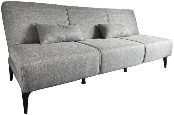 Dmora 3-Sitzer Schlafsofa Aza, Stoffsofa, Sofa mit Klick-Klack-Öffnung, mit Kissen, 190 x 70 x 80 cm, Grau
