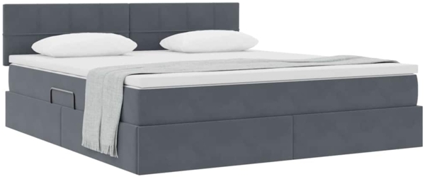 vidaXL Aufbewahrungsbett mit Matratze Dunkelgrau 160x200 cm Samt 3370768 Bild 2