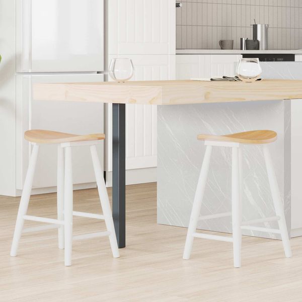 vidaXL Esszimmerstühle 2 pcs Weiß 46 x 37 x 63 cm Massives Gummiholz 42020461