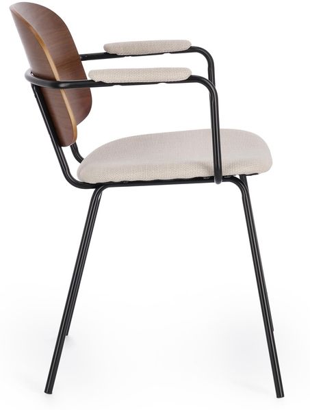 Esszimmerstuhl Nasien aus Stoff, skandinavischer Stil, beige, gepolstert, Metallgestell Bild 3