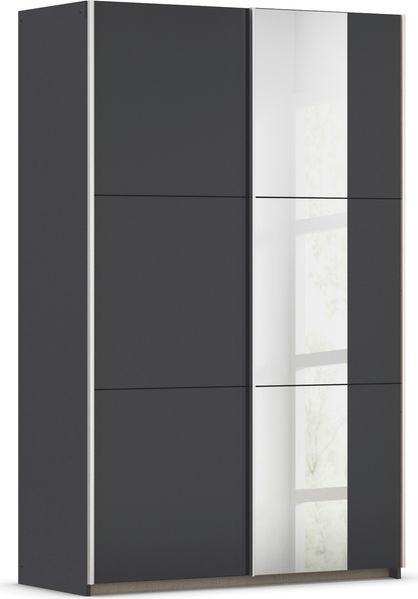 rauch Kleiderschrank, Schwebetürenschrank KRONACH, 2-türig, 1 Spiegeltüre teilaufgelegt, Grau metallic, 131 x 210 x 59 cm Bild 3