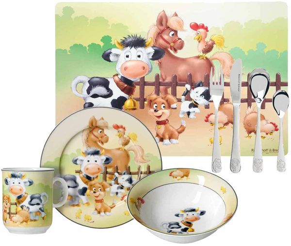 Ritzenhoff & Breker HOFTIERE Kindergeschirr mit Platzset & Besteck