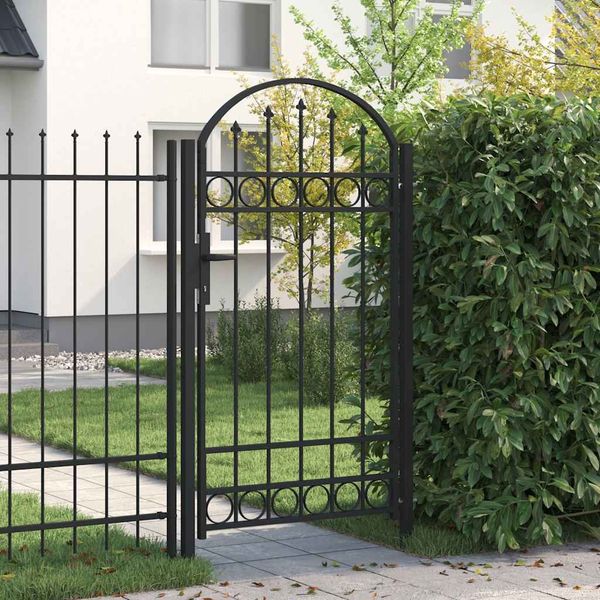 vidaXL Gartentor ASSEN mit Bogenabschluss Stahl 102 x 175 cm Schwarz 143087