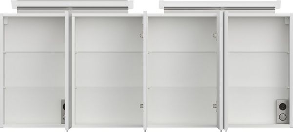 Magnolia Home Badezimmerspiegelschrank Spiegelschrank 160cm mit Acryl-Lampe und Glasböden Weiss hochglanz