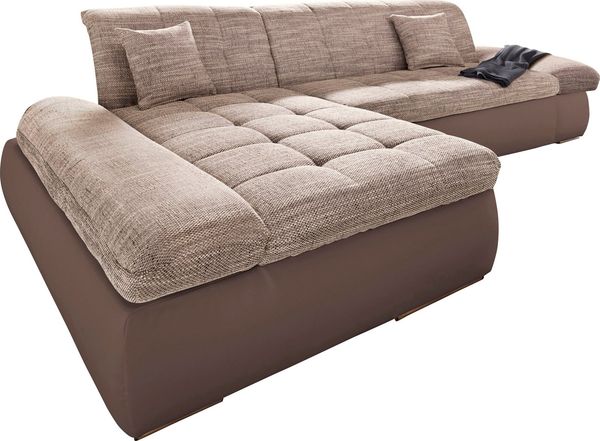 DOMO collection Ecksofa PB Moric wahlweise mit Bettfunktion + Armteilverstellung, L-Form, im XXL-Format, B/T/H:300/172/80 cm, feine Steppung