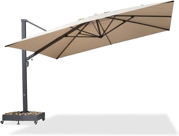 PURPLE LEAF Sonnenschirm Quadratisch Außenbereich Alu Terrassenschirm, großer Ampelschirm, LxB: 365,00x365,00 cm, 360° drehbar, höhenverstellbar, UV-beständig, für Garten, Terrasse, Pool