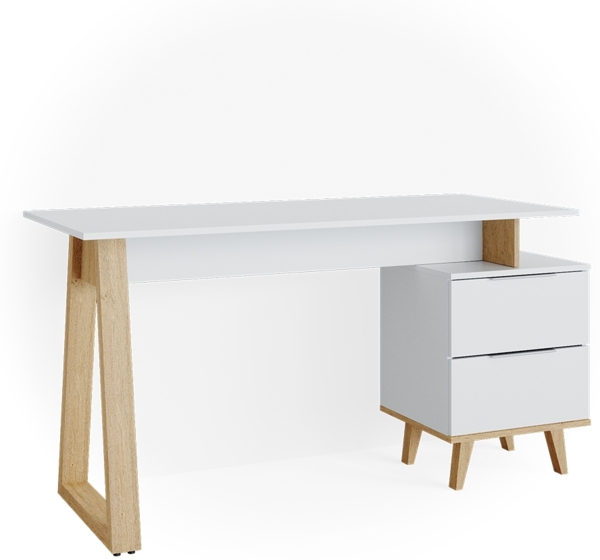 Vicco 'Nautica' Schreibtisch mit Kommode, Eiche Skandi, weiß